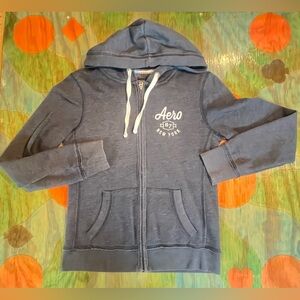 Aeropostale Womens Hoodie Full Zip Aero New York Logo Front Cotton Blend Size M